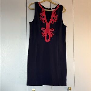 Lilly Pulitzer Black Sleeveless Mini Dress with Red Appliqué